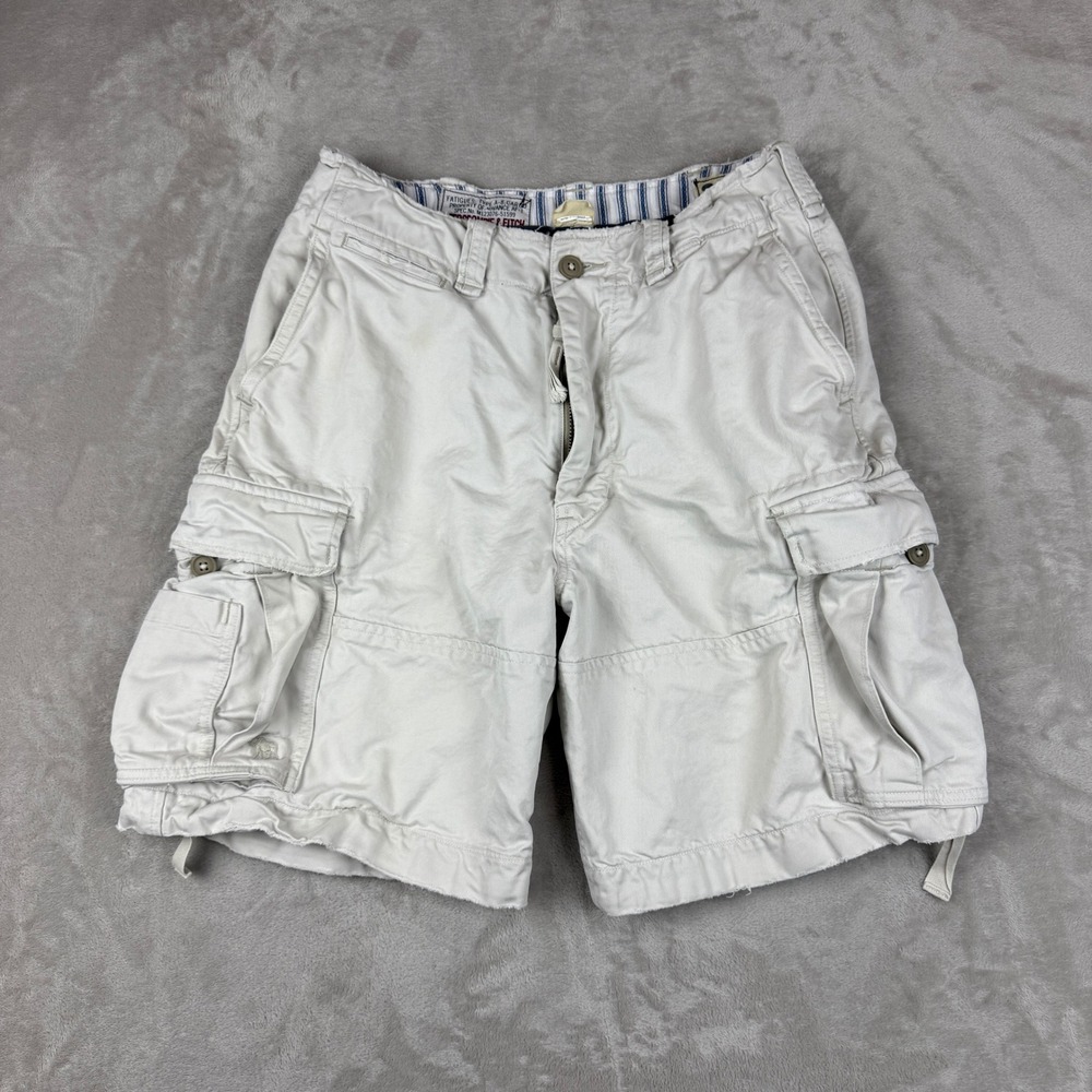VTG Abercrombie & Fitch Cargo Shorts Mens 30 Beige A-8 Distressed Skater Y2K
